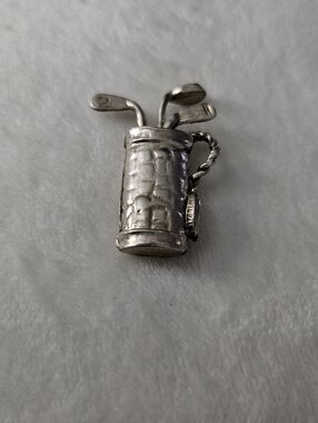 Sterling Silver Golf Bag Charm Pendant - Silver Handle Needs Repair By Jeweler*